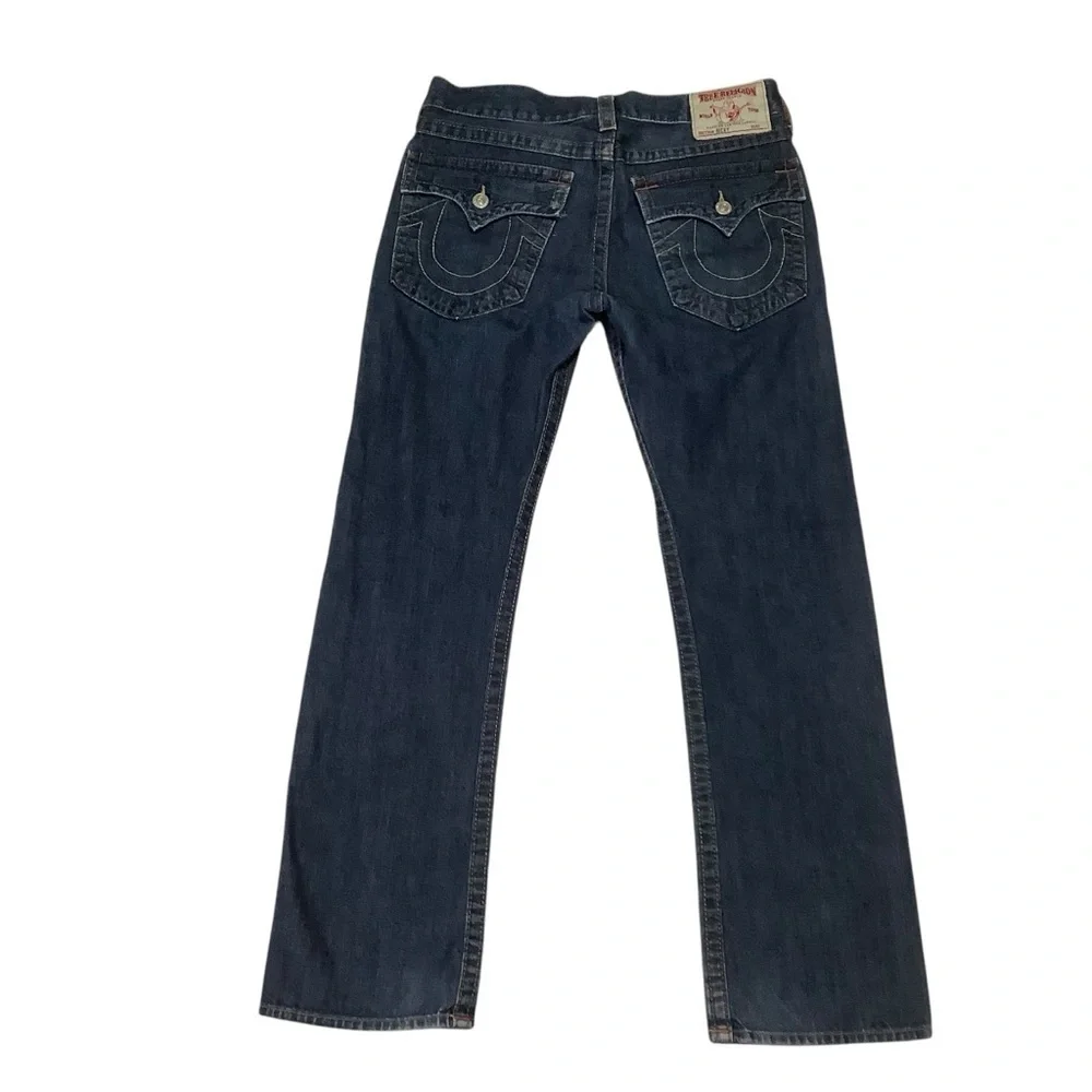 True Religion Men’s Ricky Straight Leg Jeans Size 33 x 31 Dark Wash Blue